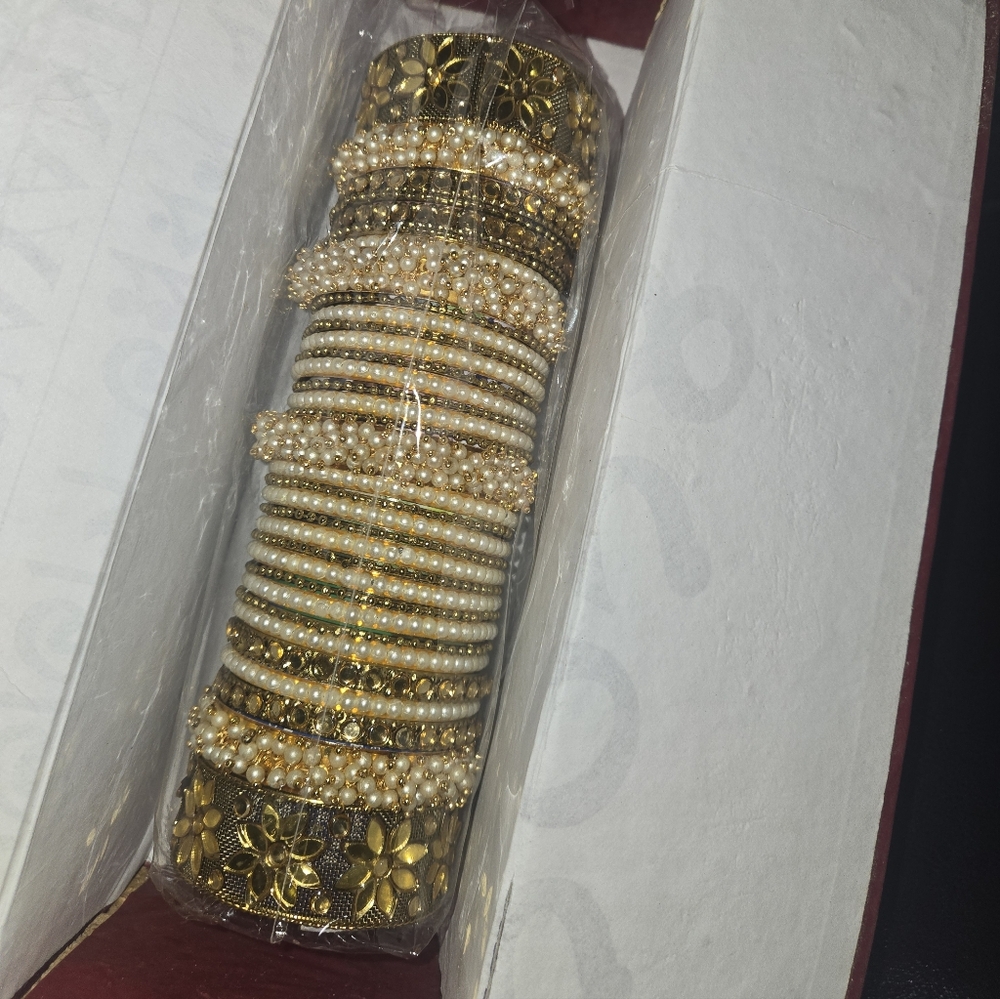 Gold Indian Desi Bangle Set Bridal Pakistani New